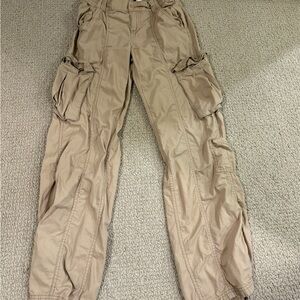 H&M Tan Cargo Pants Relaxed Fit Cotton